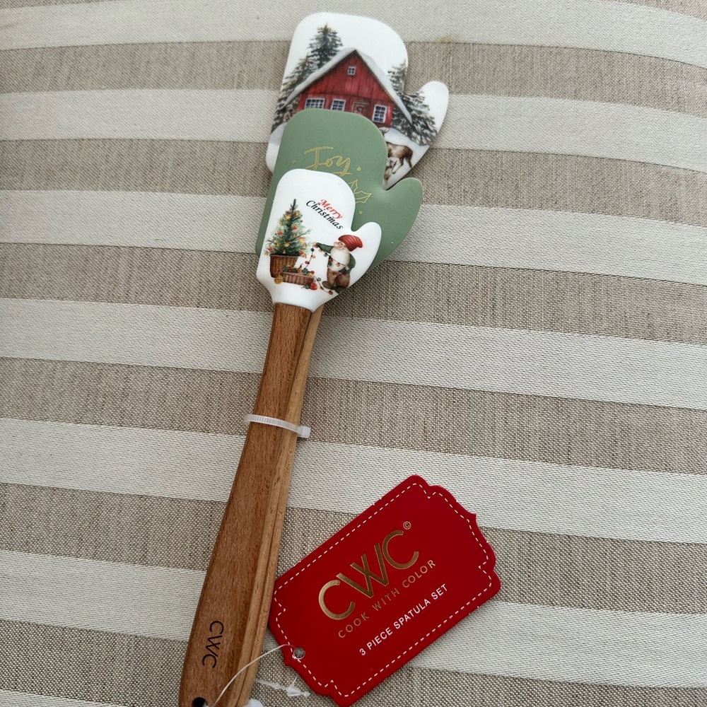 CWC Holiday Silicone Spatula Set - Green and White